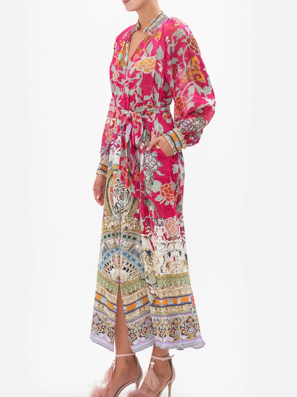 Camilla Raglan Sleeve Twilight Silk Midi Dress NWOT